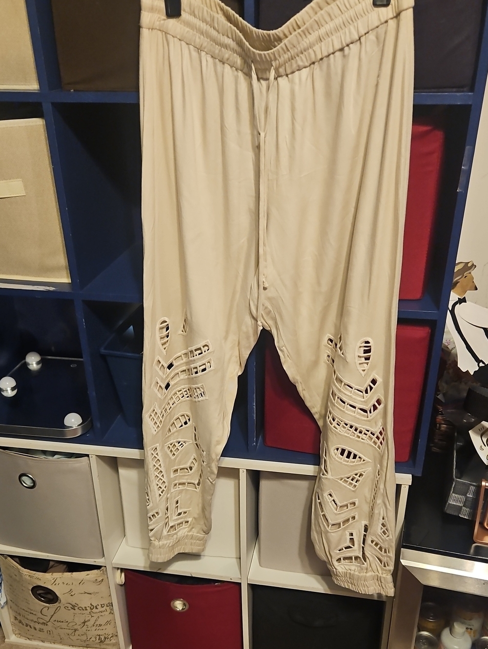 dolan Cream Elastic Waist Relaxed Pants